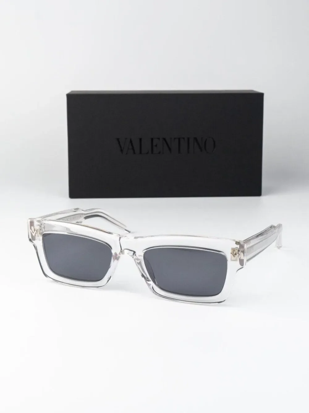 Valentino Men Sunglasses Transparent Grey Rectangle V-SHARP VLS-134 C